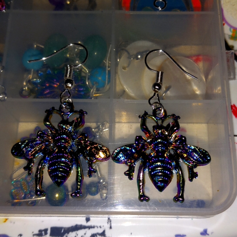 Colorful bumblebee earrings